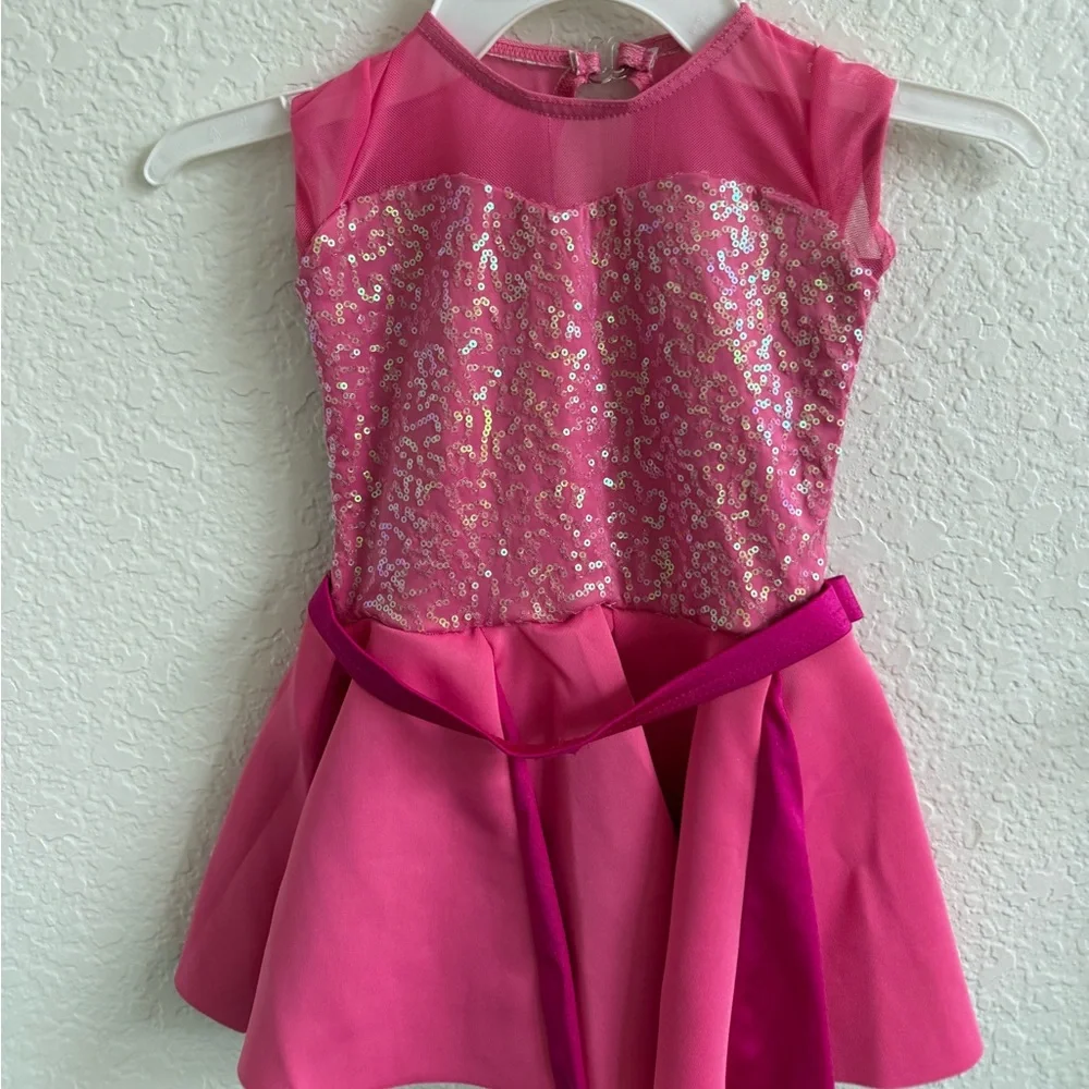Weissman Never Gonna Not Dance Again Pink Dance Dress Costume XS Child Sequin